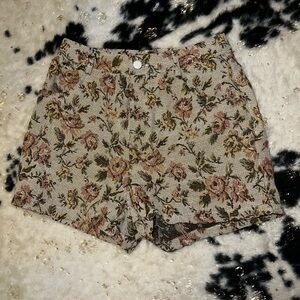 Vintage Flora Corduroy High-Waisted Shorts